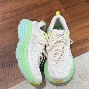 Hoka Women's White and Mint Sneakers
